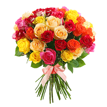Bouquet de roses colorees