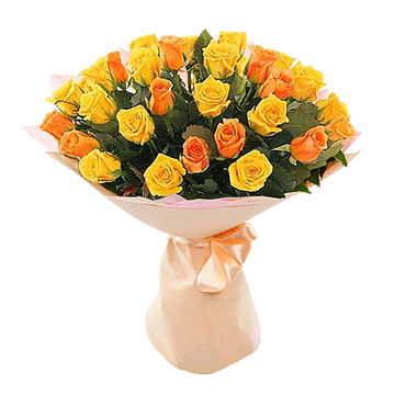 Bouquet de roses oranges et jaunes