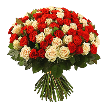 Bouquet de roses crème et rouges