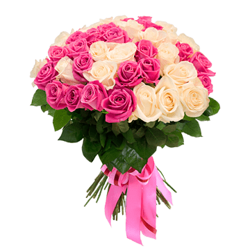 Bouquet de roses blanches et roses