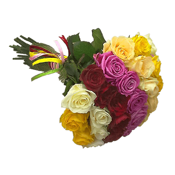Bouquet de roses colorees