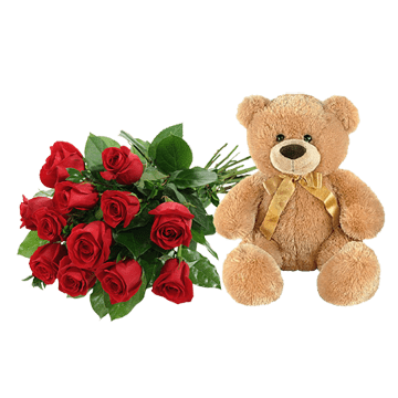 Ours en peluche avec des roses