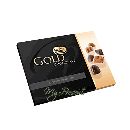 Pralinen - Nestle Gold Chocolate (250 g.) — Milchschokolade mit Nuss-, Karamell- und Fruchtgeschmack