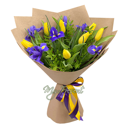 Bouquet de tulipes et d’iris — élégance, fraîcheur et esprit printanier