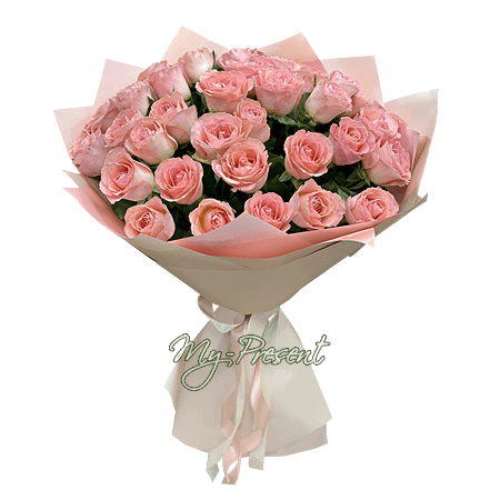 Bouquet of pink roses (70-80 cm.) — tenderness, elegance and a symbol of new beginnings