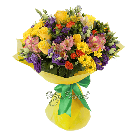 Ramo colorido de flores de temporada — símbolo de alegría, amor y ternura