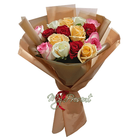 Bouquet of multicolored roses (60 cm.) — the embodiment of beauty and emotion