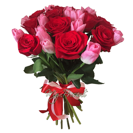 Bouquet de roses et de tulipes — élégance, harmonie et émotions sincères