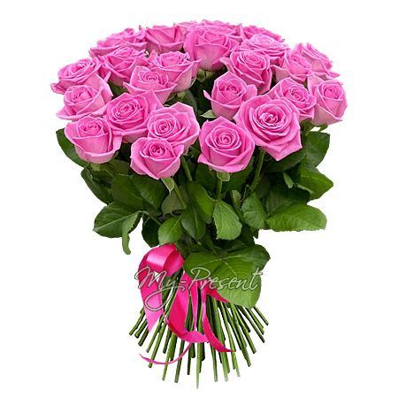 Bouquet de roses lilas (60 cm.) — symbole d’admiration, de tendresse et de respect
