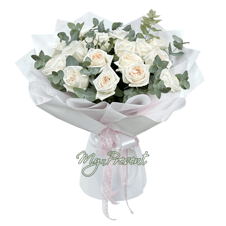 Bouquet de roses blanches (60 cm.)
