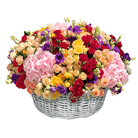 Hortensias y Rosas en una Cesta — Cuando las Palabras se Convierten en Flores.